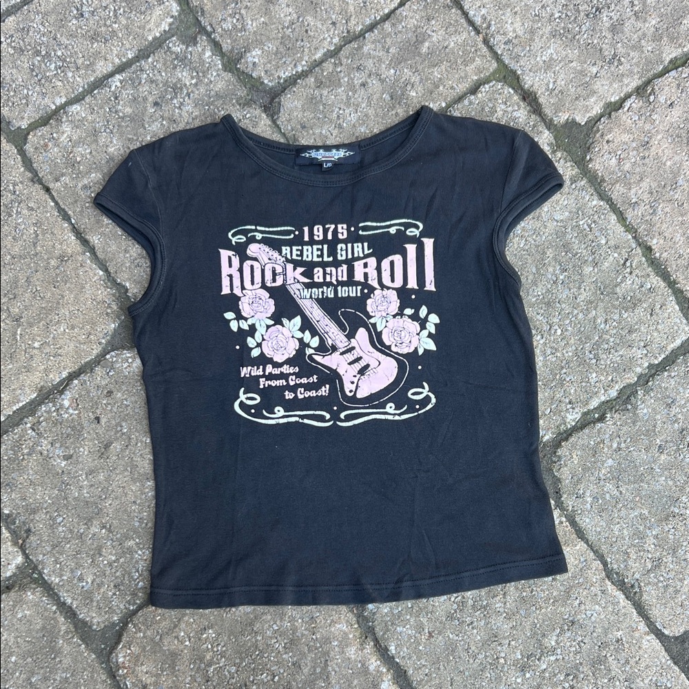 Rebel Girl Rock and Roll Baby Tee - Black
